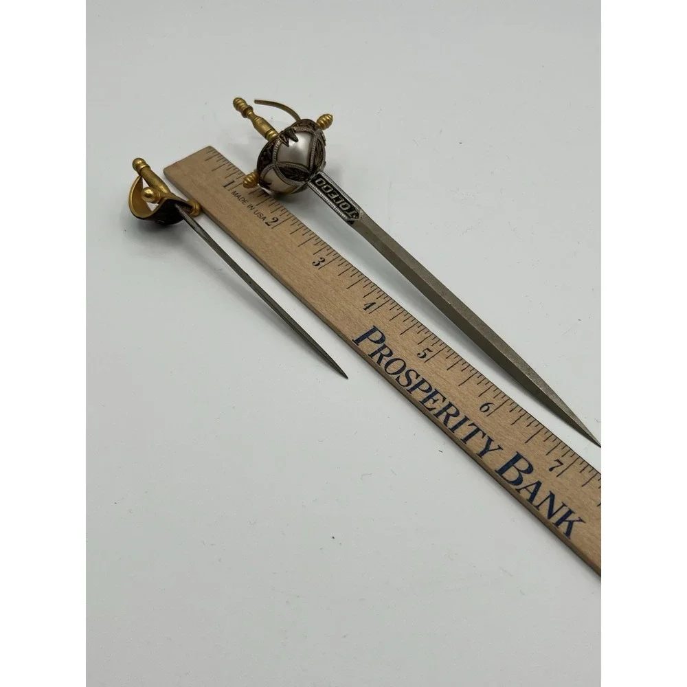 Vintage Lot Toledo Black Gold‎ Decorative Blade Dagger Sword Letter Opener Knife